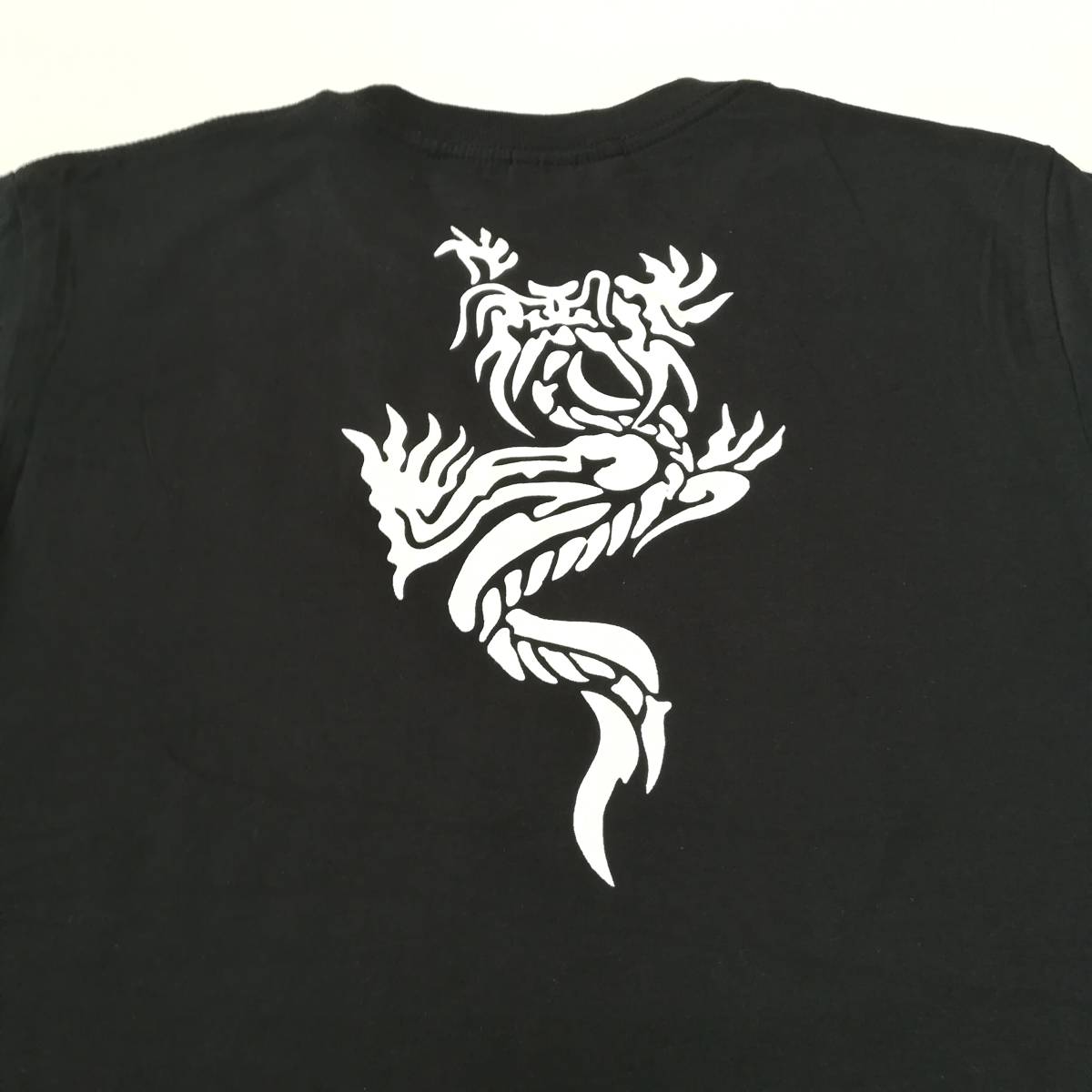 ドラゴン・トライバル・タトゥー・稲龍・プリントTシャツ・黒・L_画像2