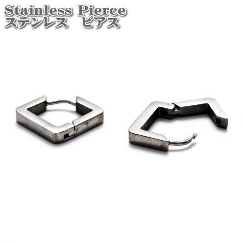 ステンレス ピアス Rhombus フープピアス シルバー 両耳用(2個セット) 17x20x3mm ステンレス 菱形 ピアス ひし形_画像2