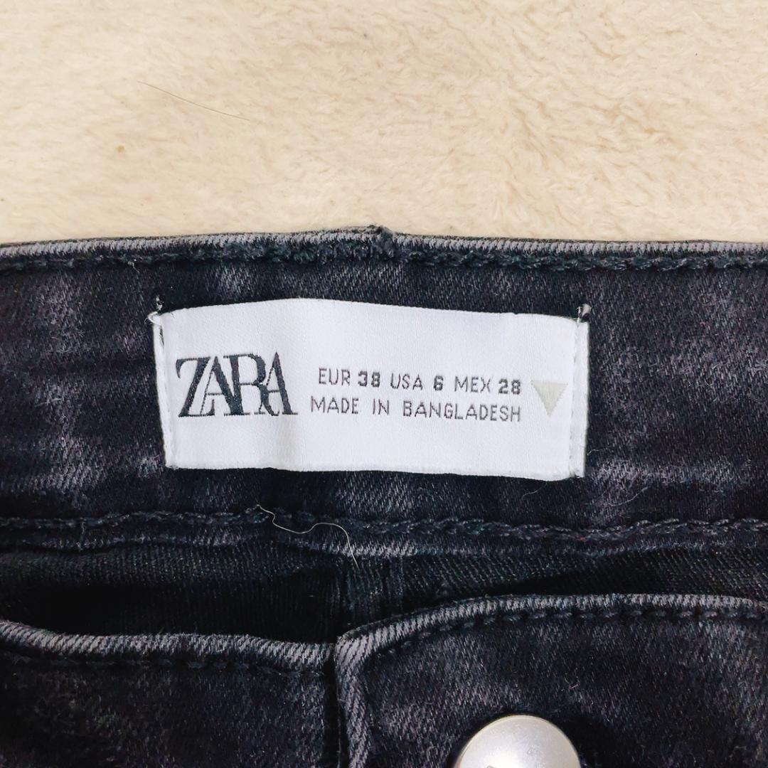 【ZARA】ザラ ブラックデニムパンツ ジップフライ ジーンズ ジーパン 黒 カジュアル レディース ウォッシュ 色落ち ユーズド感 細身_画像8