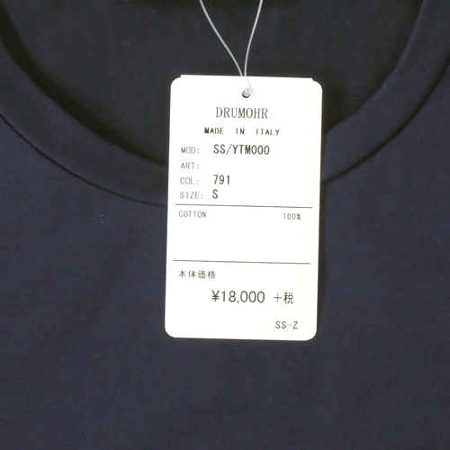 【定価1.9万・新品・S】Drumohr（ドルモア）マーセライズドコットン クルーネックTシャツ ネイビー YTM000_画像8