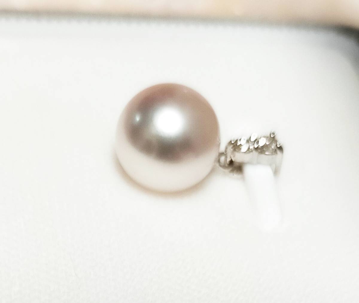 大珠 アコヤ 真珠 ペンダント トップ あこや 本真珠 9.5mm 天然 ダイヤモンド 0.10ct 刻印　とても素敵！ 稀少!　未使用品_画像3