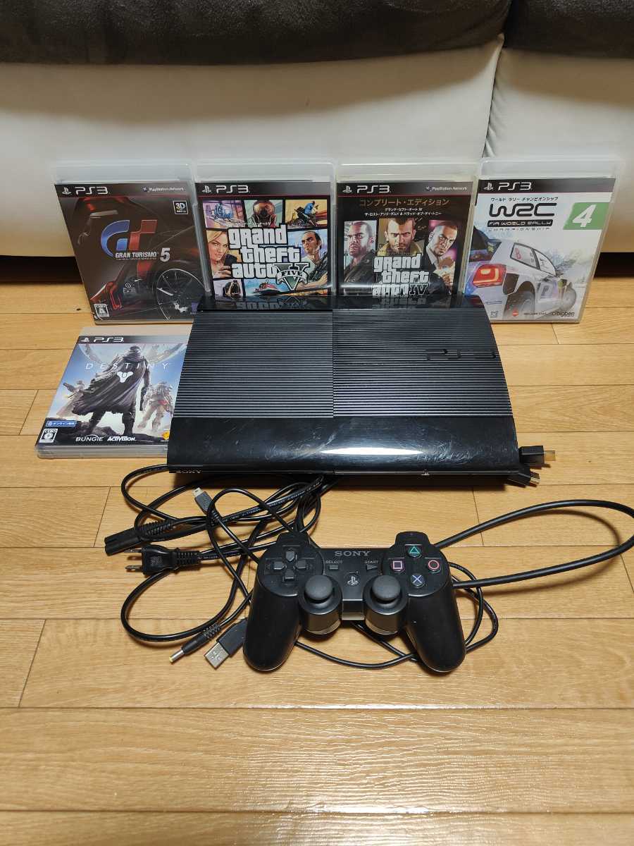 PS3 500GB 本体 ソフトセット CECH-4300C チャコールブラック 中古 1円