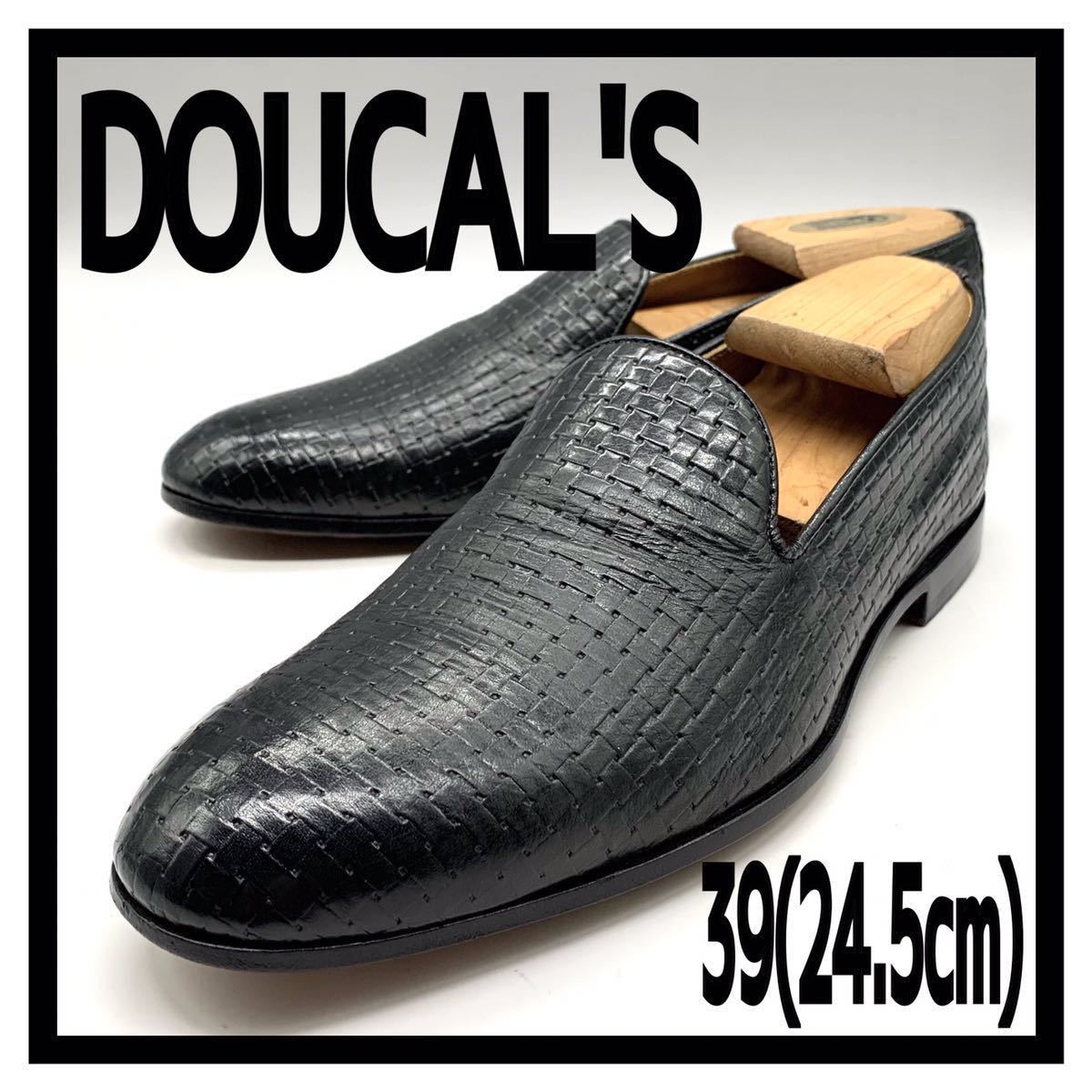 DOUCAL'S（デュカルス) ドレスシューズ ローファー スリッポン レザー ブラック 黒 39 24.5cm 革靴 シューズ ビジネス イタリア製 メンズ