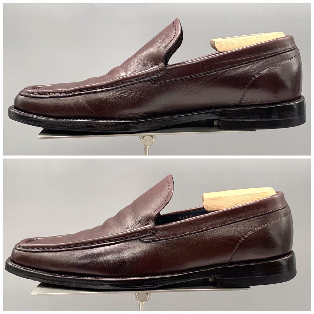 Salvatore Ferragamo (サルヴァトーレフェラガモ) スクエアトゥ ローファー スリッポン ビジネス レザー バーガンディー US6 24cm 革靴_画像5