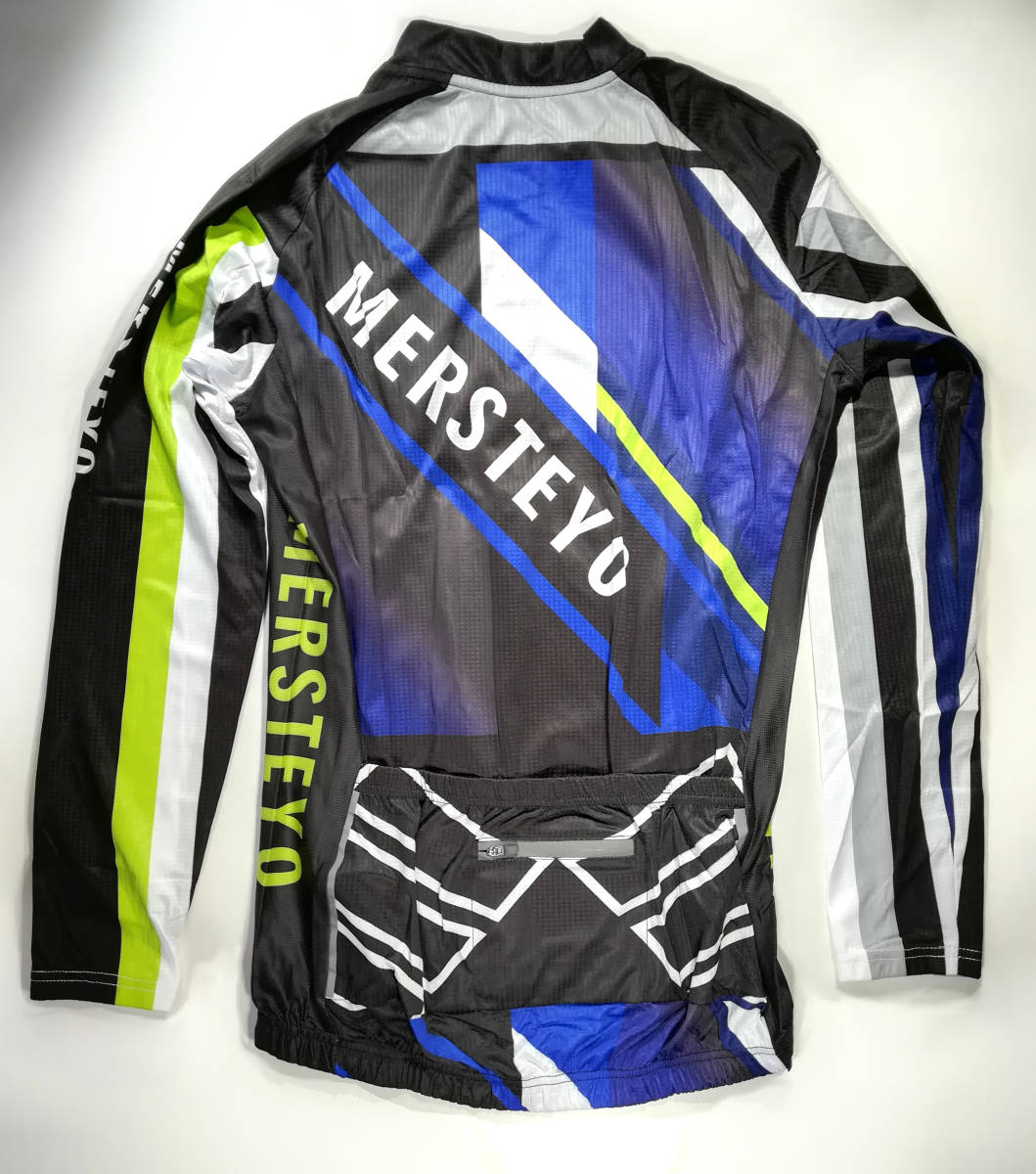 訳あり新品　Mersteyo サイクルジャージ　⑬　青 XLサイズ　長袖　上下セット サイクリングウェア　後ろポケットあり 自転車_画像4
