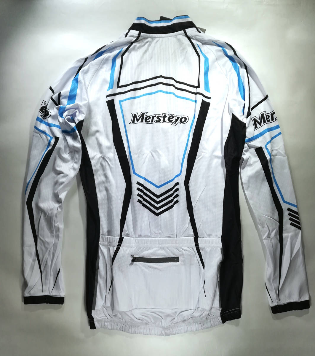  with translation new goods Mersteyo cycle jersey ⑮ white blue S size top and bottom set cycling wear rear pocket equipped bicycle 