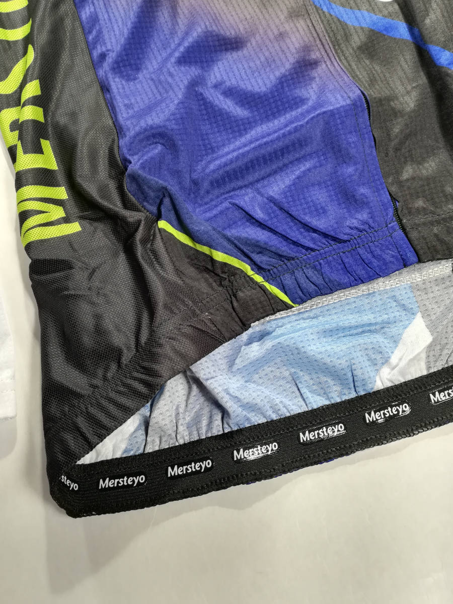 訳あり新品　Mersteyo サイクルジャージ　⑬　青 XLサイズ　長袖　上下セット サイクリングウェア　後ろポケットあり 自転車_画像3