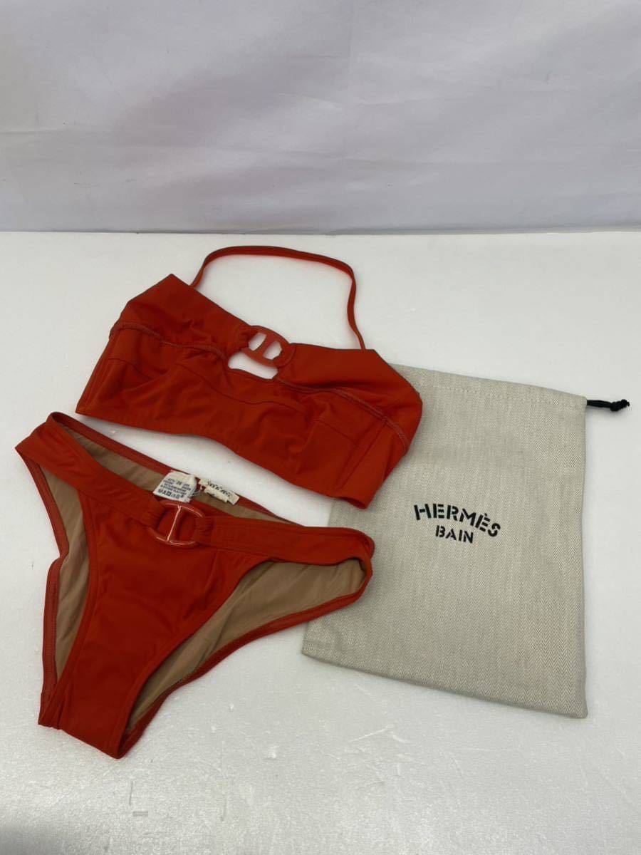 HERMES エルメス 水着 ビキニ スイムウェア 上下セット オレンジ系