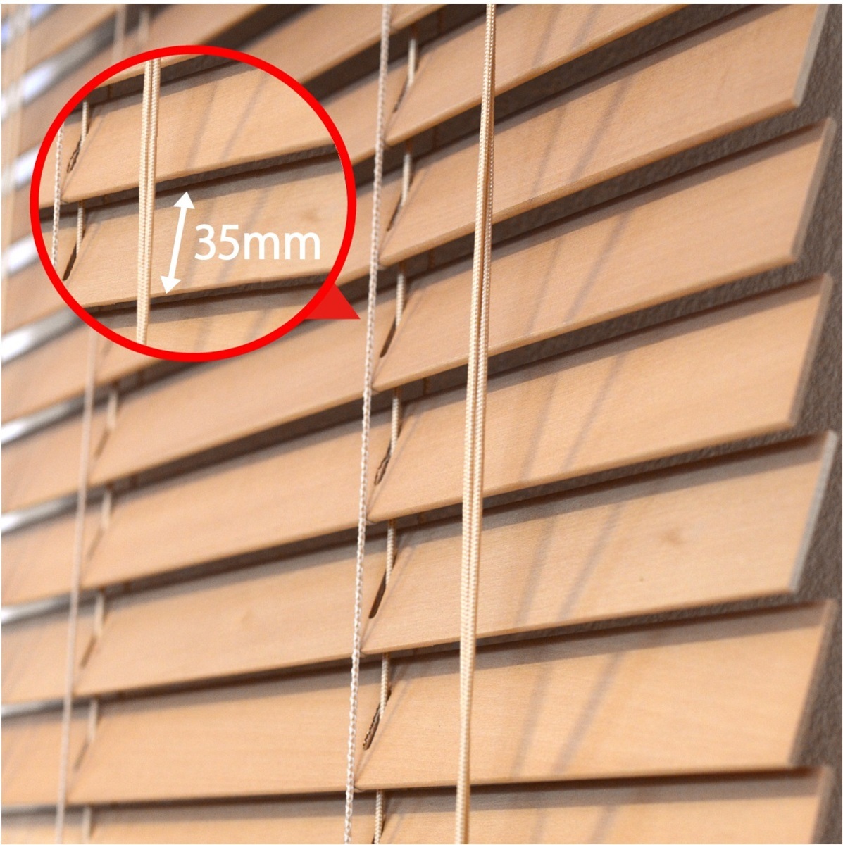 窓枠に合わせてサイズ加工が可能 高品質 木製 ウッド ブラインド オーダー可 スラット(羽根)幅35mm 幅121～130cm×高さ31～100cm_画像2