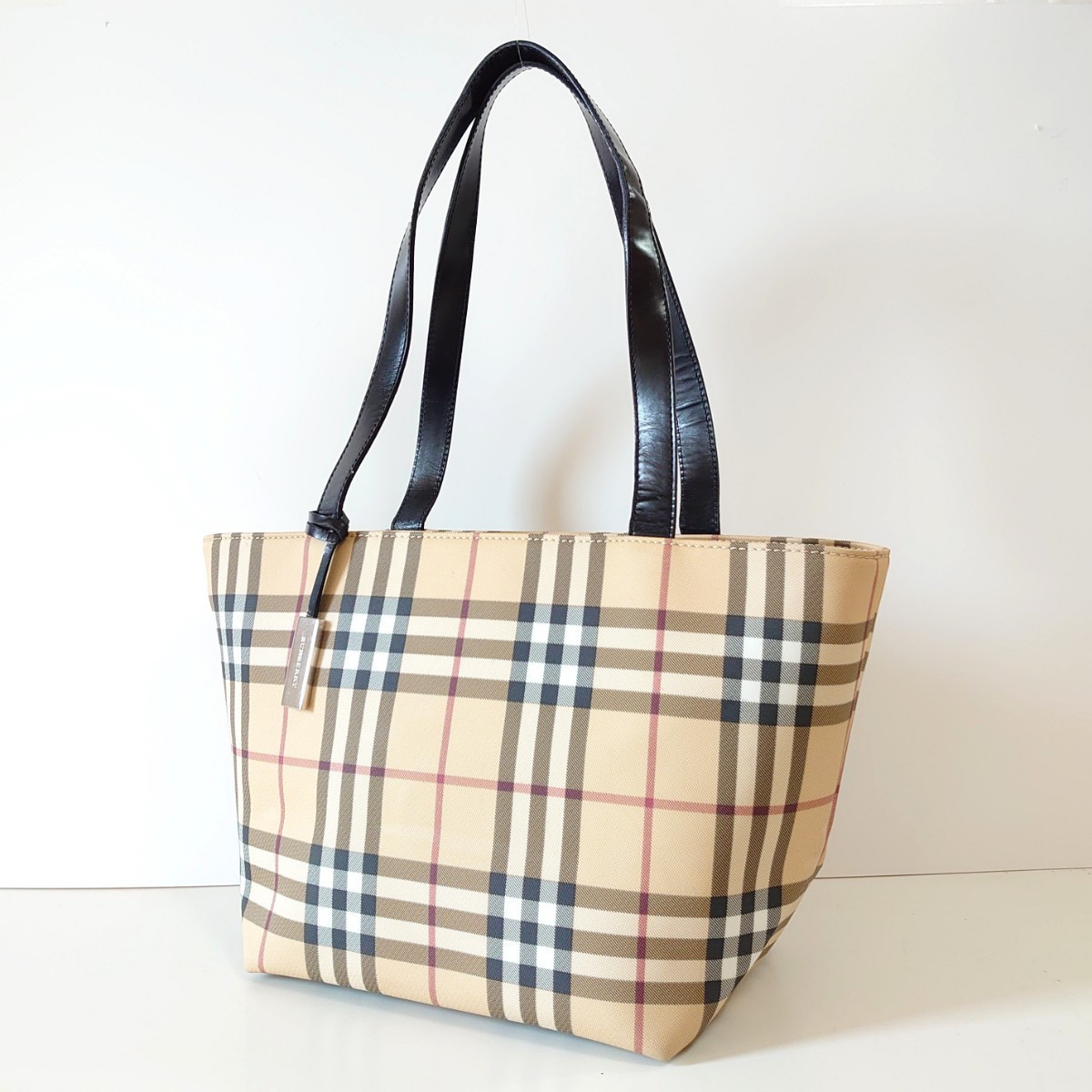 ☆美品 BURBERRY バーバリー ノバチェック PVC×レザー トートバッグ