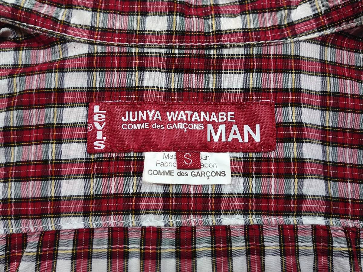 JUNYA WATANABE MAN × Levi's チェック半袖シャツ S ジュンヤワタナベマン コムデギャルソン リーバイス パッカリング_画像6