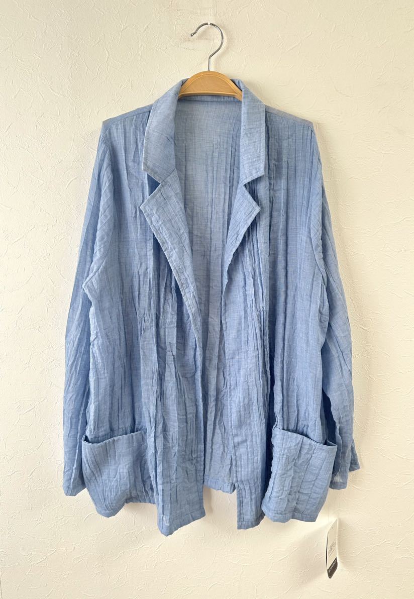 新品 タグ付き 涼しげ 透け感 シワ加工 トッパージャケット M〜Lサイズ クリンクル加工