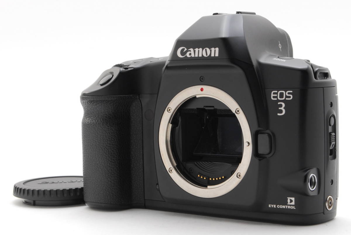 Canon EOS-3 ボディ フィルム一眼レフカメラ 動作も写りもOKです。新品時のマット感あり、かなりキレイです。ボディキャップ付きです。の画像1