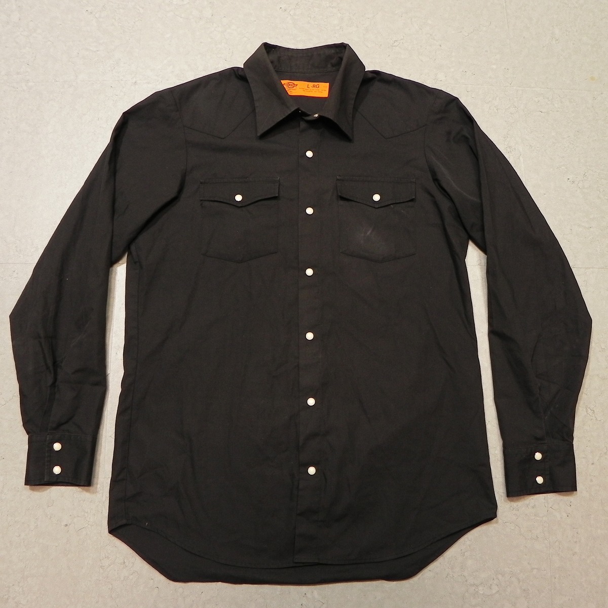 Dickies ディッキーズ ワークシャツ ウエスタンシャツ L-RG 古着 黒 ブラック ★bの画像1