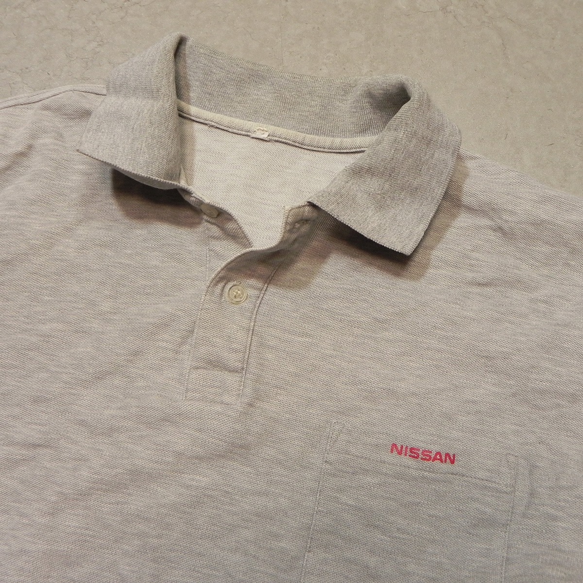  rare * NISSAN Nissan Nissan polo-shirt * long sleeve gray * old clothes *c