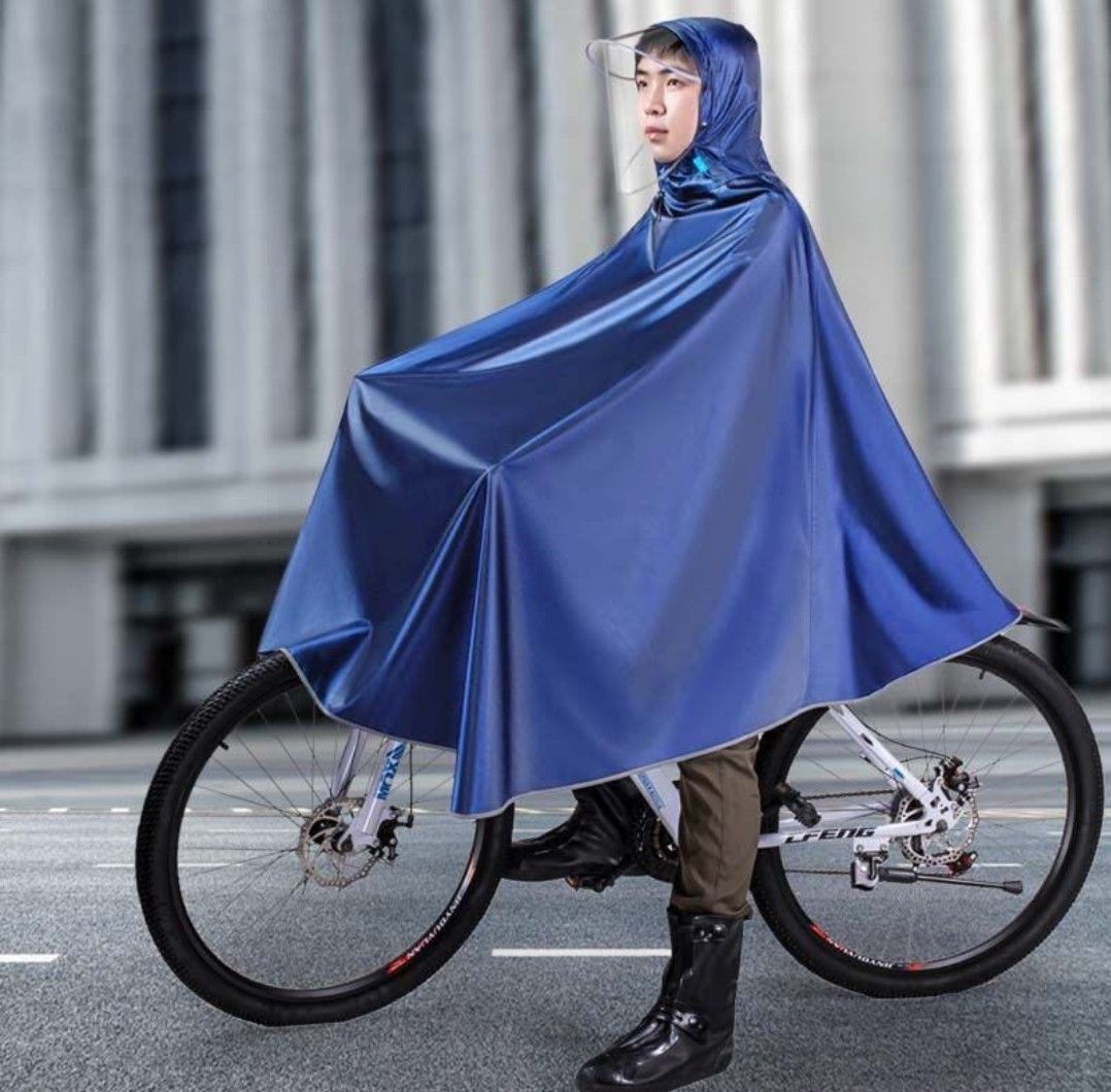 自転車レインコート ポンチョ レイン ポンチョ型 大きいツバ 厚手生地 雨具 男女兼用 フリーサイズ