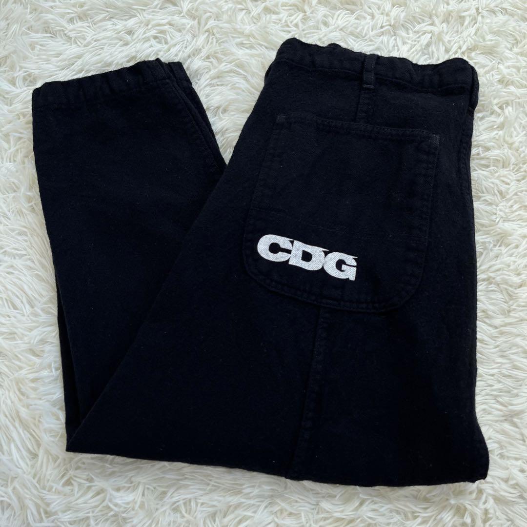 美品】CDG コムデギャルソン サルエル パンツ ロゴ ウールギャバ 美品】CDG コムデギャルソン サルエル パンツ ロゴ ウールギャバ