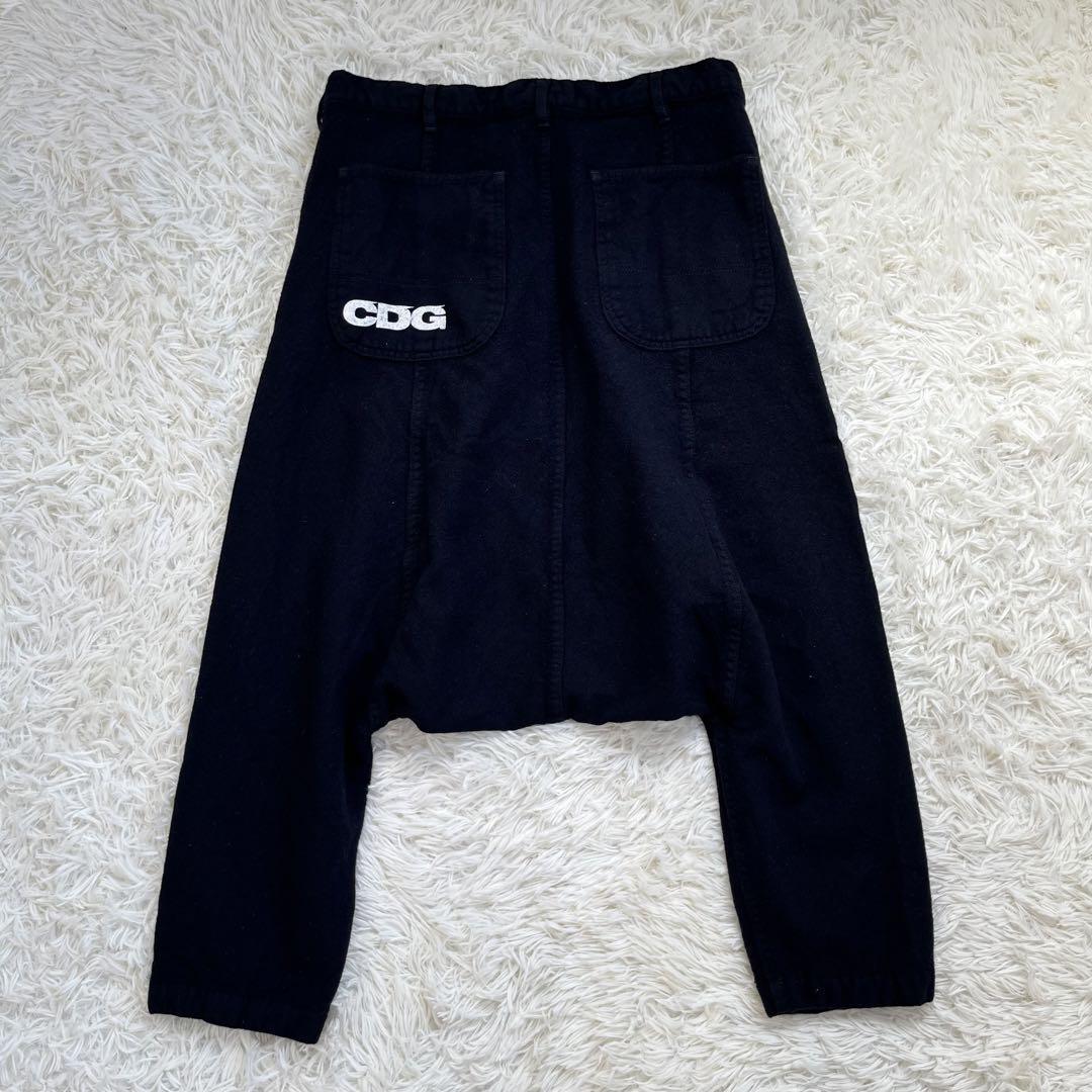 美品】CDG コムデギャルソン サルエル パンツ ロゴ ウールギャバ 美品】CDG コムデギャルソン サルエル パンツ ロゴ ウールギャバ