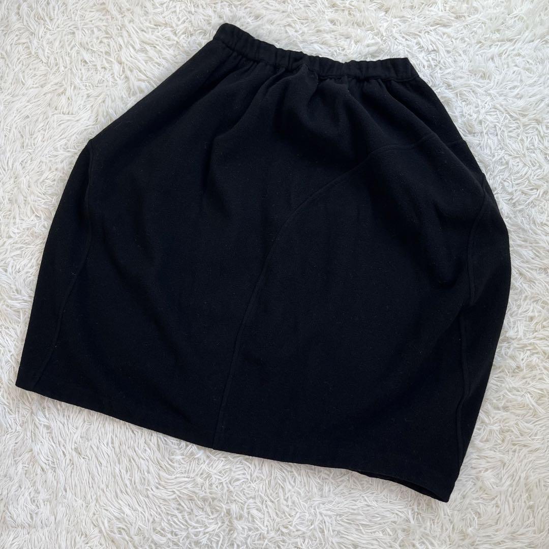 【美品】ブラック コムデギャルソン　スカート　変形バルーン　縮絨ウール　黒　ゴム