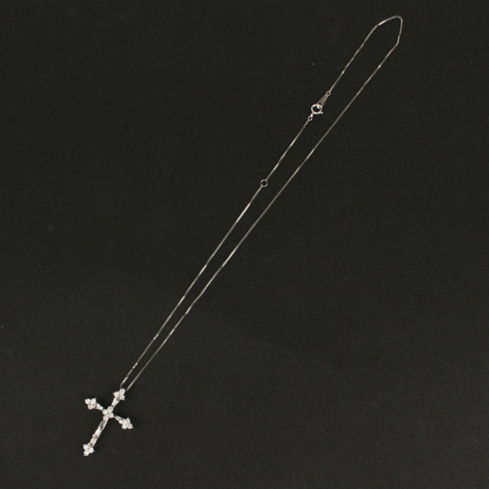 十字架 クロス ダイヤモンド 1.00ct ネックレス Pt850 Pt900 プラチナ 全長約40cm 20671