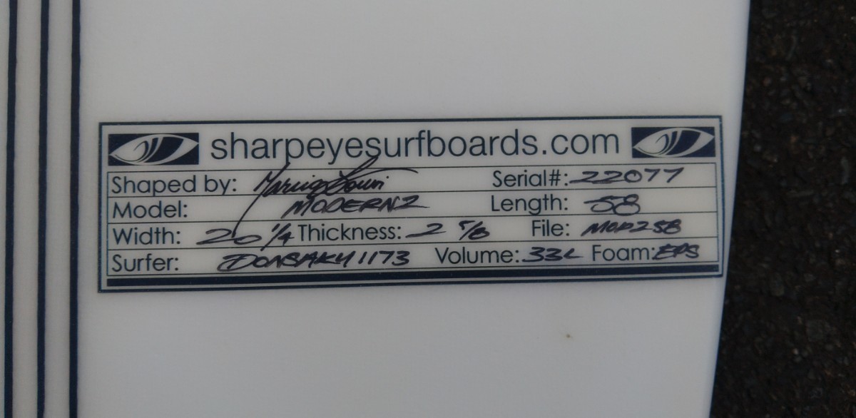 美品!! シャープアイ サーフボード 5,8　EPS 33L モダン2 MODERN2 オーストラリアシェープ　sharpeyes surfboards サーフィン　_画像9