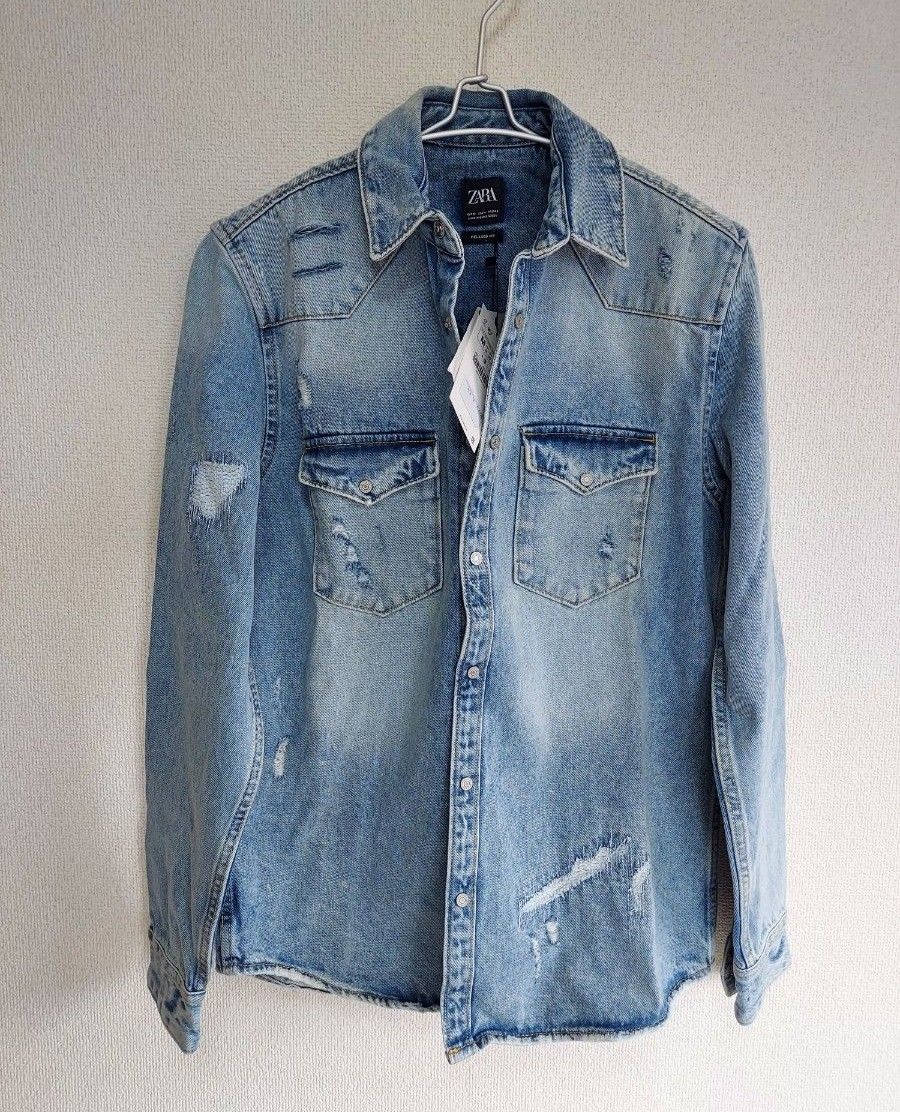 ZARA~ 肉厚デニムシャツ M DENIM 【訳あり】新品 未使用品 ZARA~ 肉厚デニムシャツ M DENIM 【訳あり】新品 未使用品