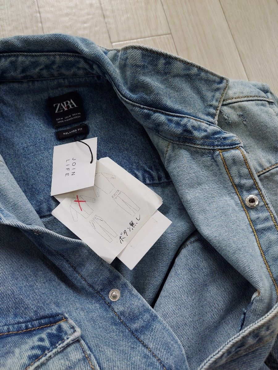 ZARA~ 肉厚デニムシャツ M DENIM 【訳あり】新品 未使用品 ZARA~ 肉厚デニムシャツ M DENIM 【訳あり】新品 未使用品
