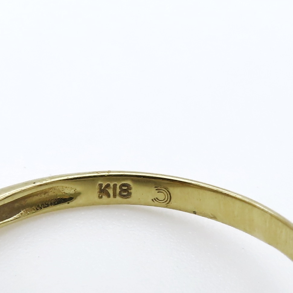 美品 K18 大粒 ブルートパーズ イエロー ゴールド デザイン リング 12号 レディース 指輪 WW77_画像5
