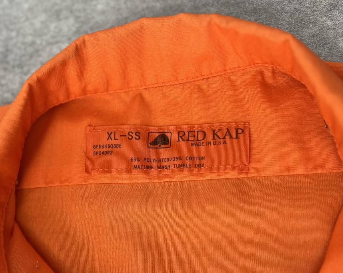 激レア 希少 美品 RED KAP 80s 90s vintage USA製 半袖 ワーク シャツ メンズ XL オレンジ レッドキャップ アメリカ USA 古着 ヴィンテージ_画像8