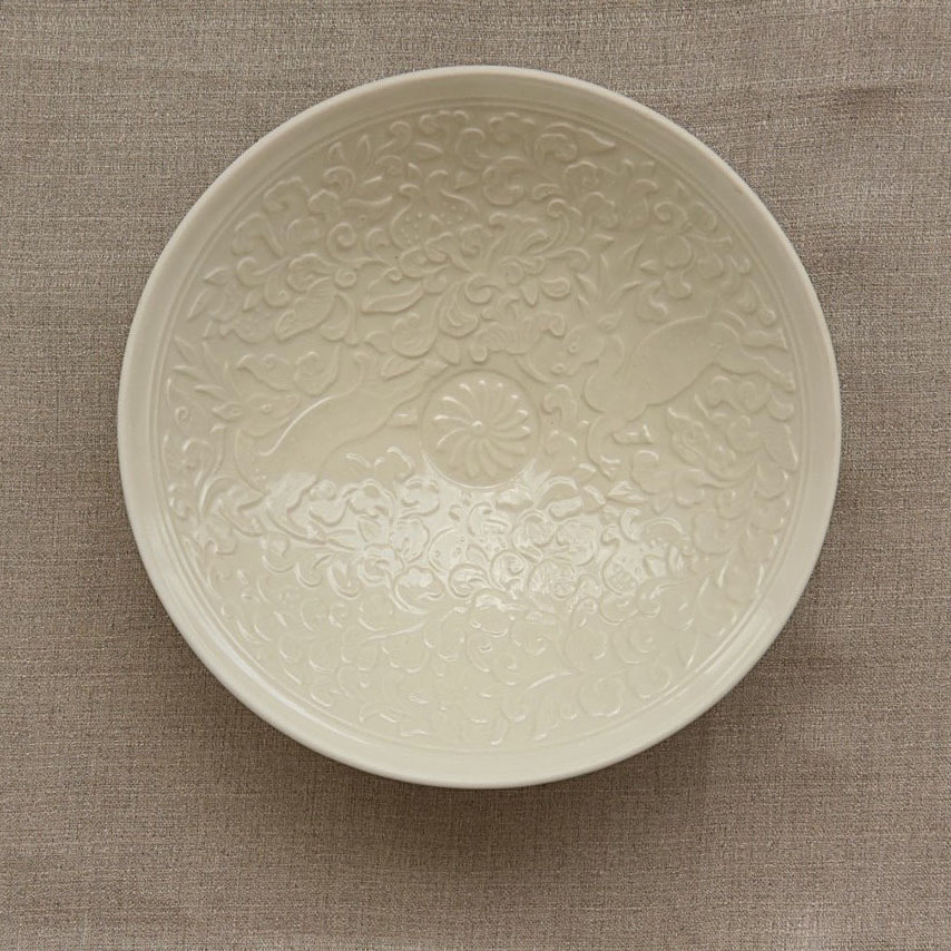 定窯 現代陶芸作家の作品 白磁 白瓷 鉢 中皿 大 お皿 茶碗（象牙色