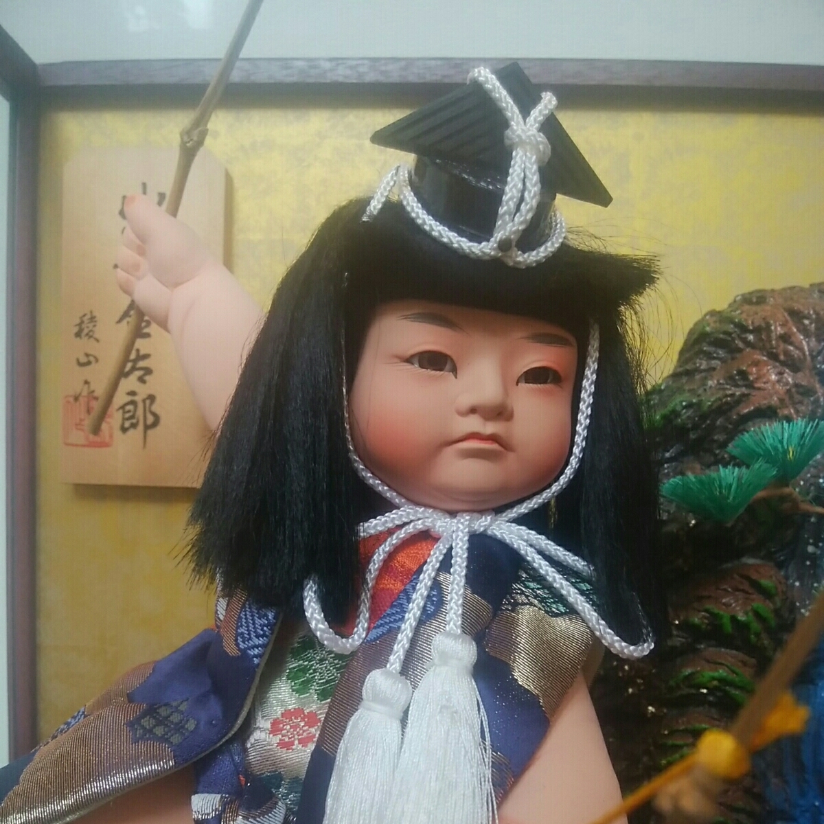 ヤフオク 五月人形 出世金太郎 鯉釣り 滝 竿 稜山作 天井