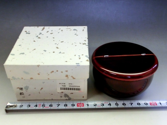 茶入れ■漆器「老松茶器」漆塗り 蓋物 丸茶入 天然木製 お茶道具 古美術 時代物 骨董品■_画像2