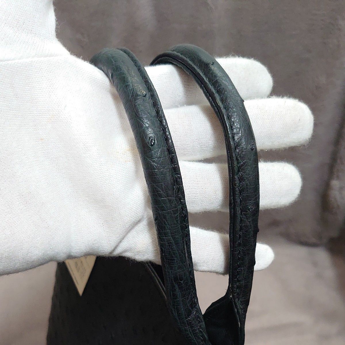 【未使用品】Espada オーストリッチ ハンドバッグ クラッチバッグセット ブラック タグ付き ダチョウ革