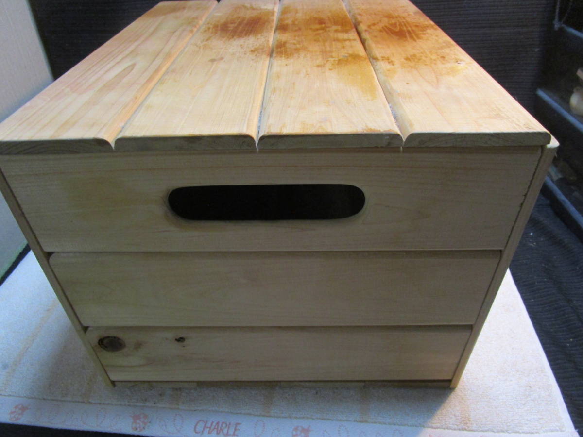 (8.倉2F.120）木製蓋つき箱 小物入れ おもちゃ入れ_画像7