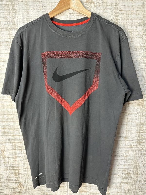 ☆US古着 NIKE ナイキ DRI-FIT ドライ 速乾 スポーツ Tシャツ プリント グレー【L】コットンポリ　　　◆3968◆_画像2