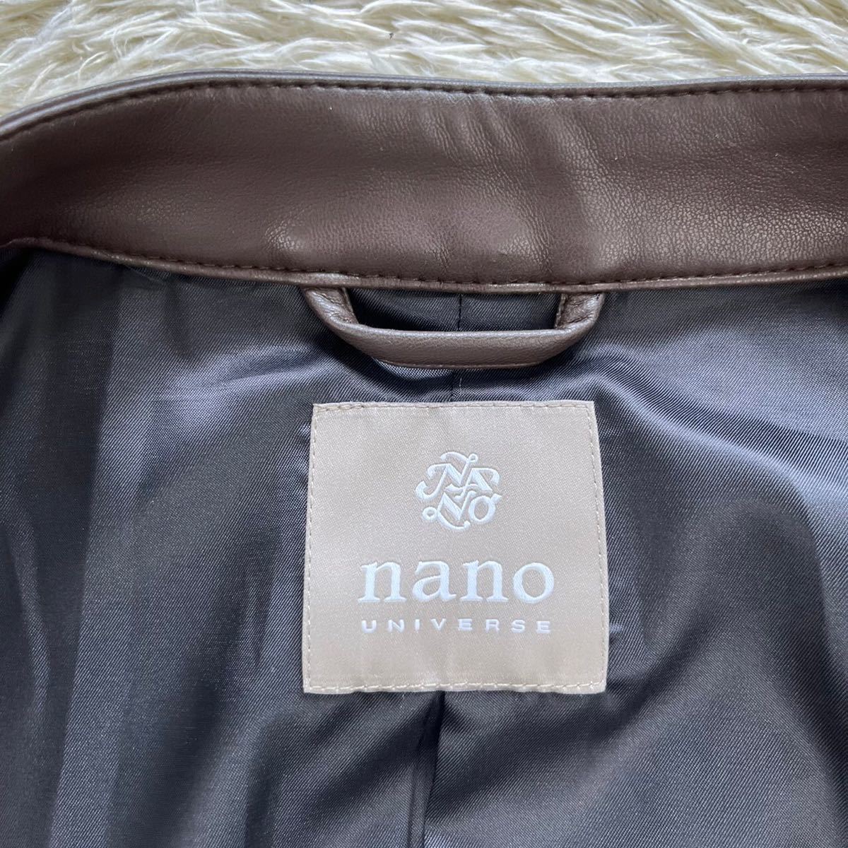 新品 ナノユニバース　nano universe レザージャケット　ライダース　ブラウン　茶色　XL タグ付き