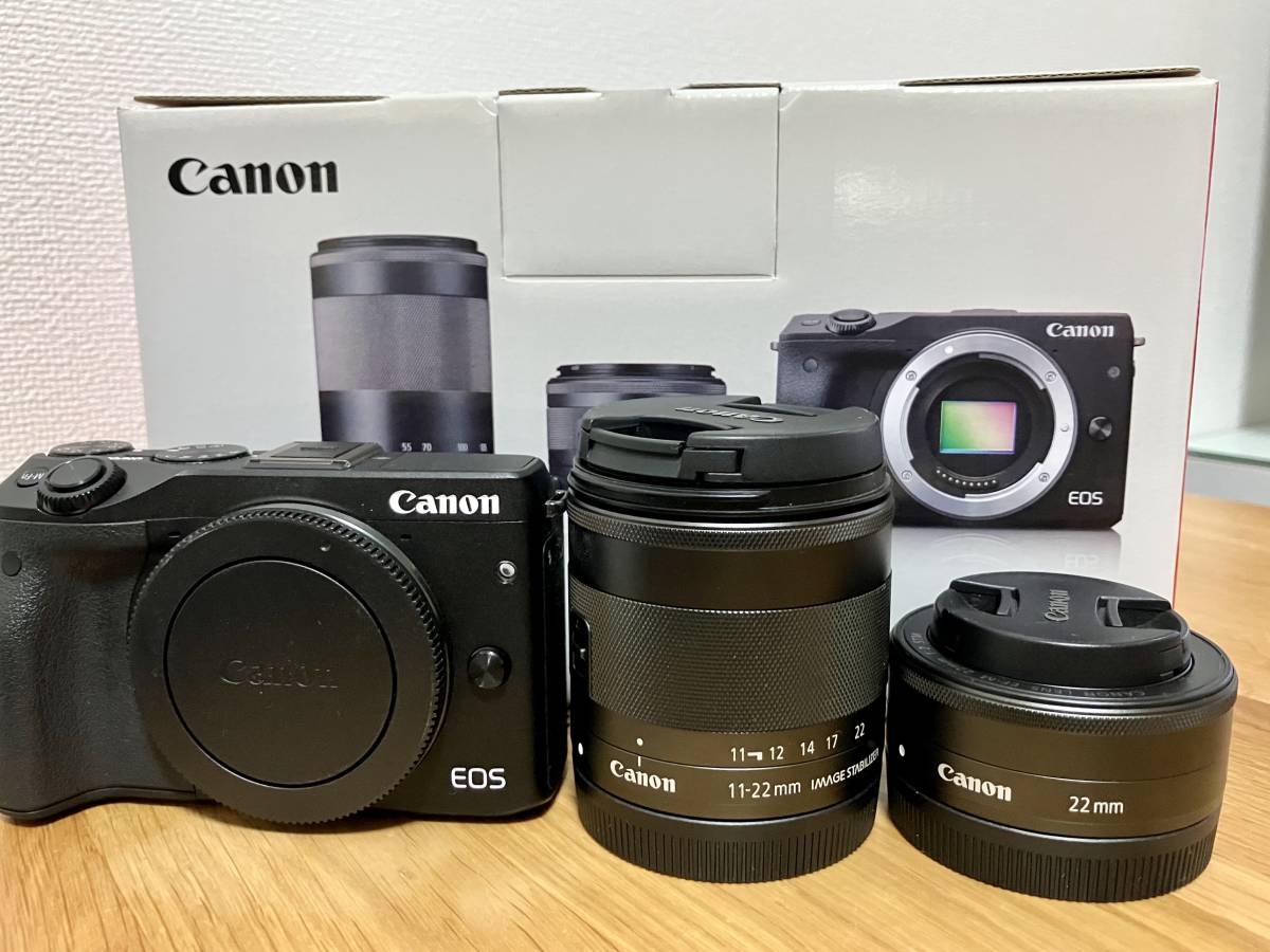 EOS M3 ＋ EF-M22mm F2 STM ＋ EF-M11-22mm F4-5.6 IS STM セット 中古