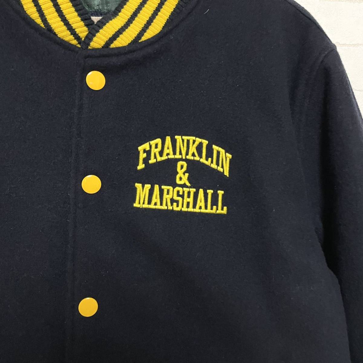 Franklin & Marshall フランクリン&マーシャル スタジャン ロゴ ワッペン L ネイビー×イエロー_画像2