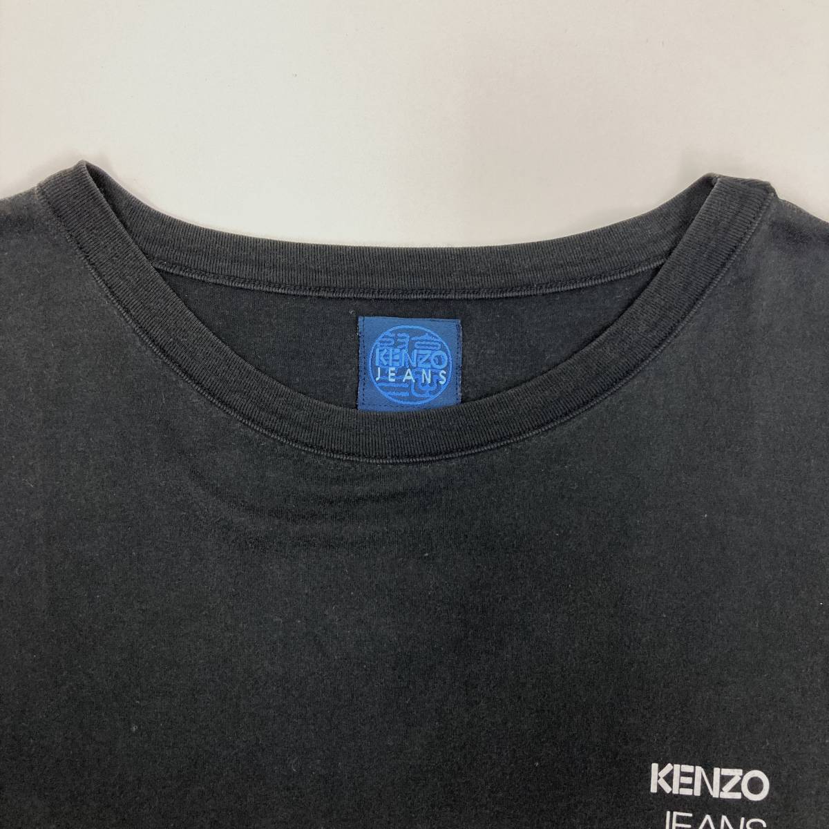 90s KENZO JEANS ロゴ Tシャツ ブラック 黒 Fサイズ ケンゾージーンズ 半袖 カットソー Tee オールド 古着 高田賢三 archive 3060476_画像5