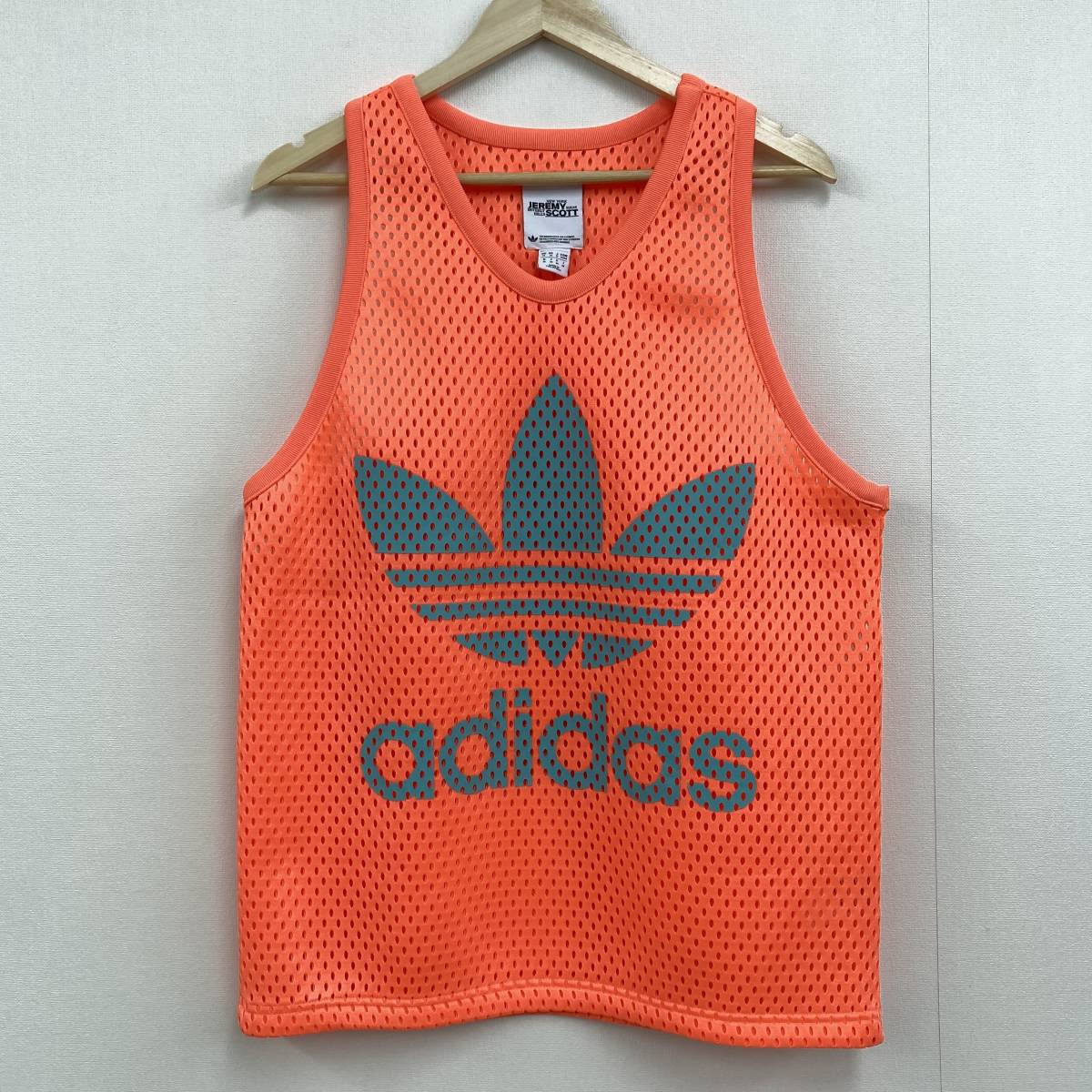 JEREMY SCOTT × adidas メッシュ タンクトップ 蛍光オレンジ Oサイズ ジェレミースコット アディダス ノースリーブ archive 3070104