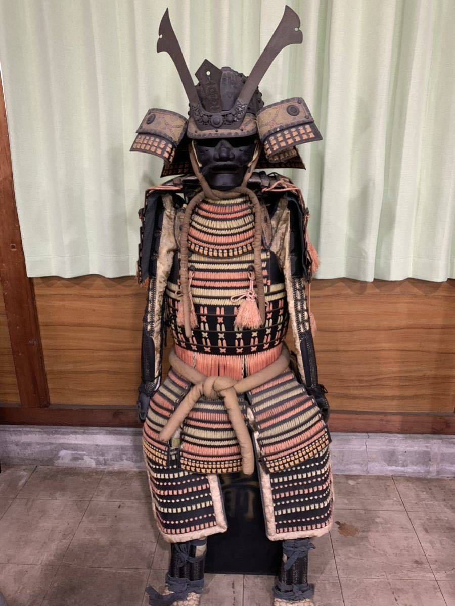 甲冑等身大一式箱付き骨董品兜鎧時代物武士2個口発送or引取限定(石川90