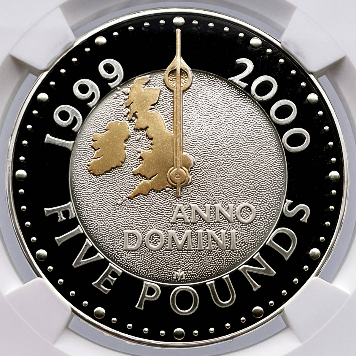 2000 イギリス ミレニアム PF69UC 銀貨 5ポンド ギルト NGC シルバー