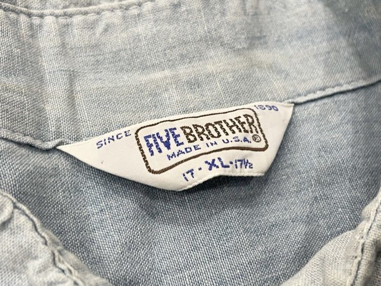 USA製 70s 80s FIVE BROTHER シャンブレー シャツ ビンテージ ファイブブラザー made in USA_画像3