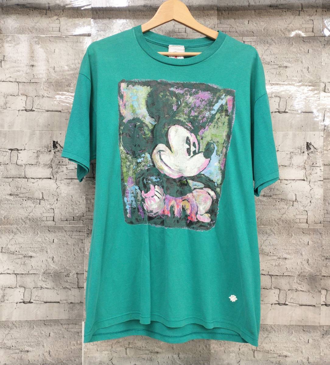 USA製 MICKEY＆CO. ミッキー・マウス 半袖Tシャツ 絵画 サイズL グリーン 店舗受取可