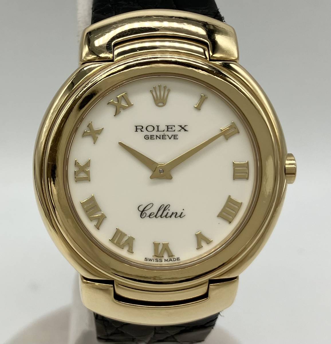 Junk [Junk] Rolex Rolex Cherini Quartz Men's Watch 6622 Pure Gold 750 Внешний ремень.