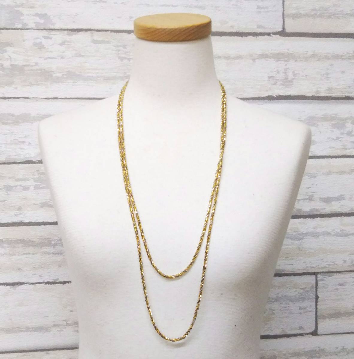 [ cleaning settled ]Pt850 K18 gross weight approximately 90.8g approximately 148cm platinum Gold combination design chain necklace 