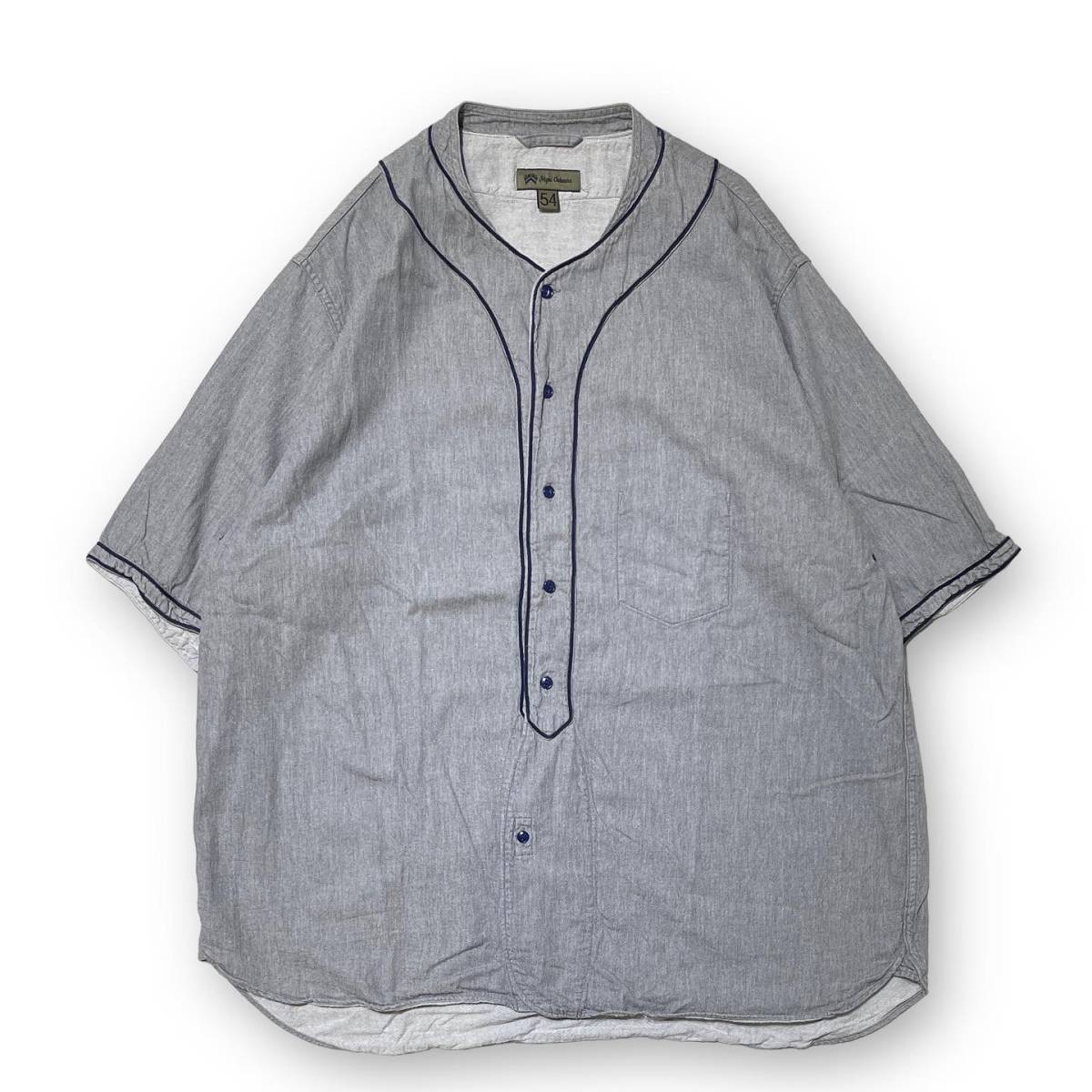 即納】 NIGEL CABOURN ベースボールシャツS/Sタイプ2 サイズ:54 グレー