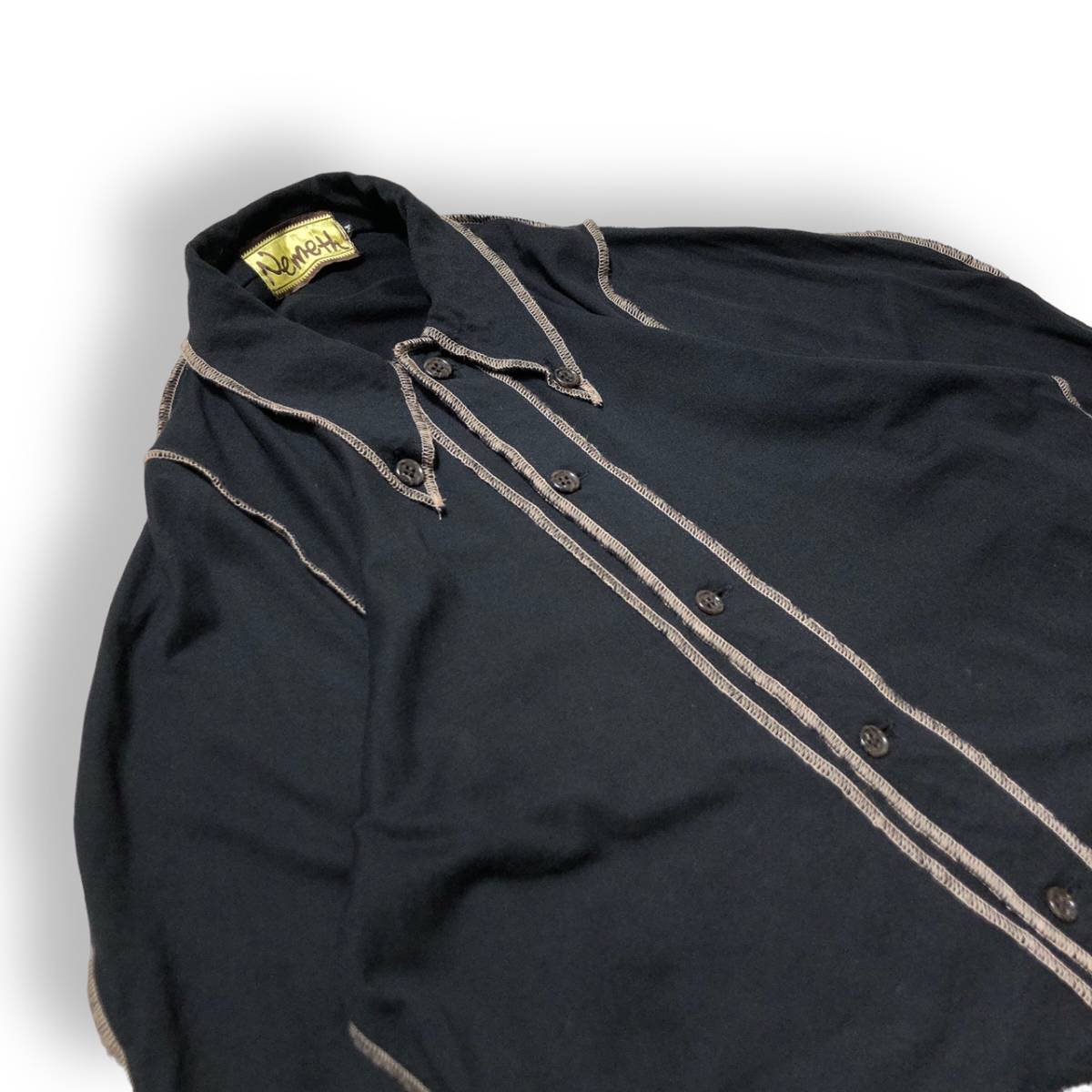 Nemeth Shirt 93A Beige Stitch インサイドアウト ステッチシャツ ベージュ ブラック M ネメス 店舗受取可_画像3