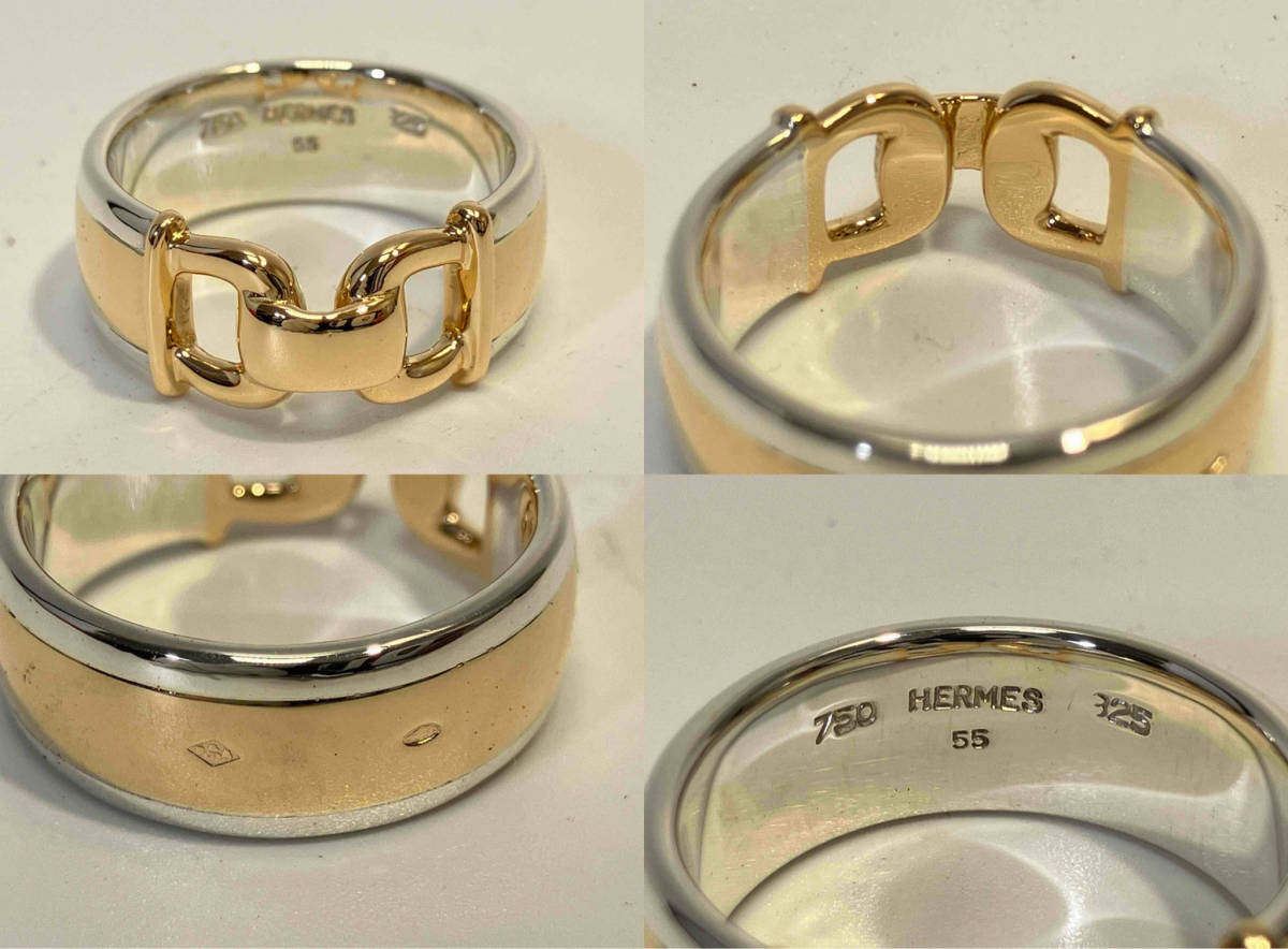 【即決】HERMES MORS＃15 エルメス モリス K18 SV リング ブランドアクセサリー 金 シルバー 750刻印 925刻印 指輪 15号_画像2