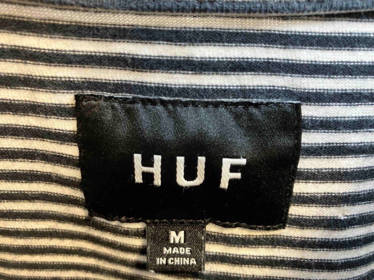 HUF Huf World wide SINCE2002 ボーダー 半袖Tシャツ　ブラック×ホワイト　M ハフ 店舗受取可_画像4